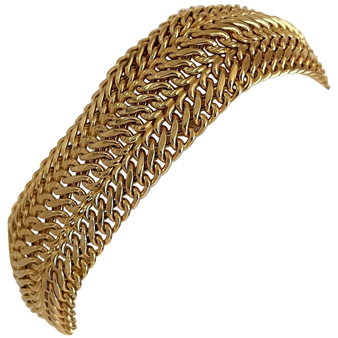 Itaor 14 Karat Yellow Gold Ladies Wide Fancy Curb Link Bracelet