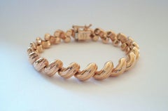 Itaor Rose Gold Vermeil Sterling Silver Fancy Link Bracelet Italy 20th Century