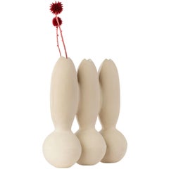 Itera White Triple Vase by Ia Kutateladze