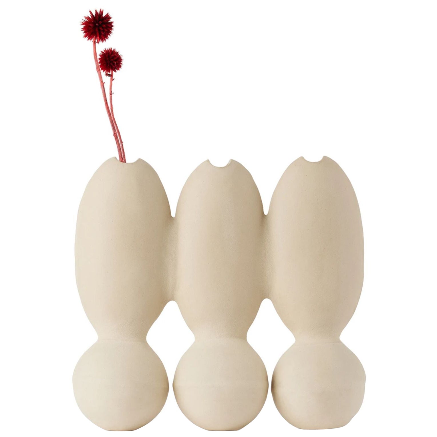 Vase triple blanc Itera par Ia Kutateladze