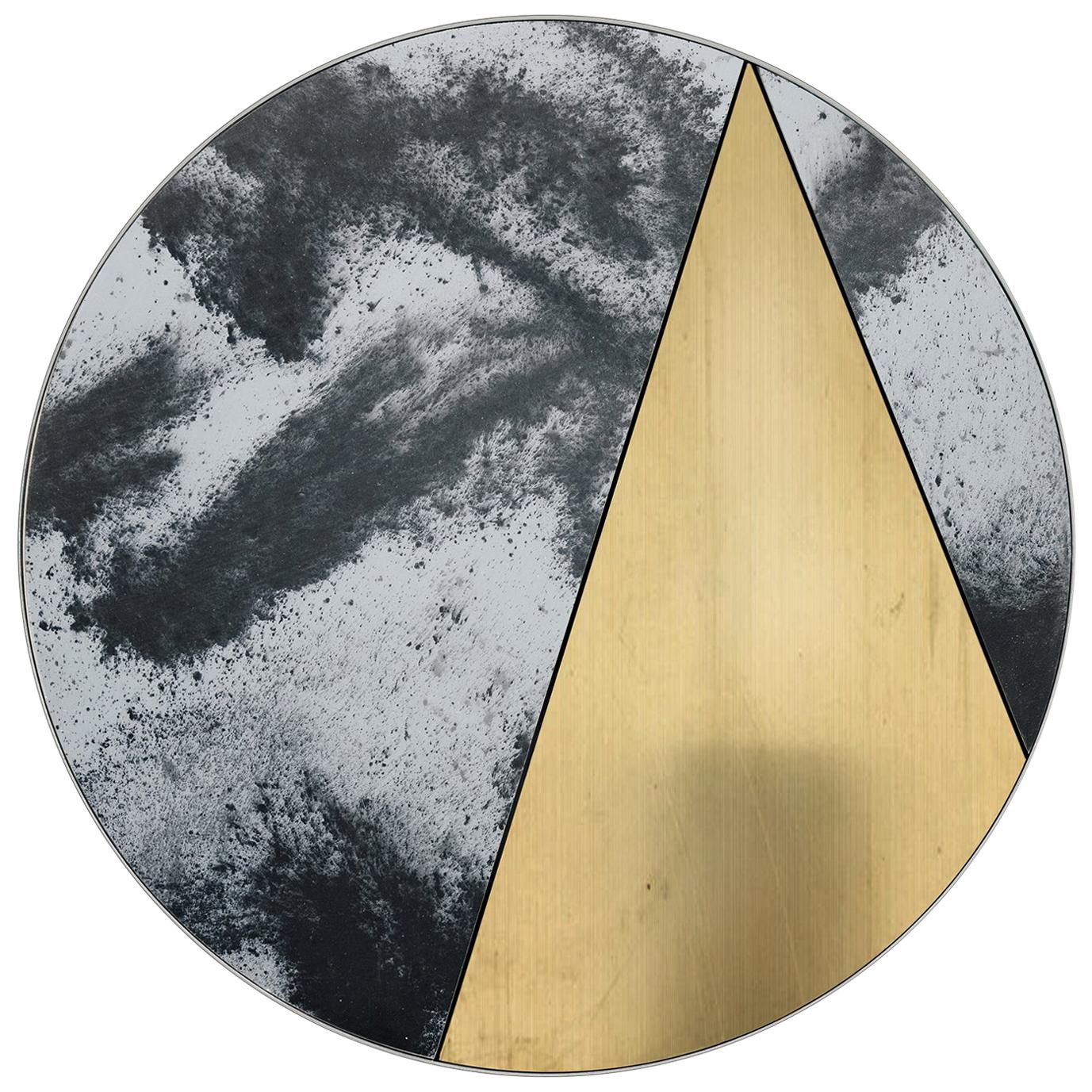 Itinera Res Lunare II 80 Wall Mirror Brushed Brass by Atlasproject  For Sale