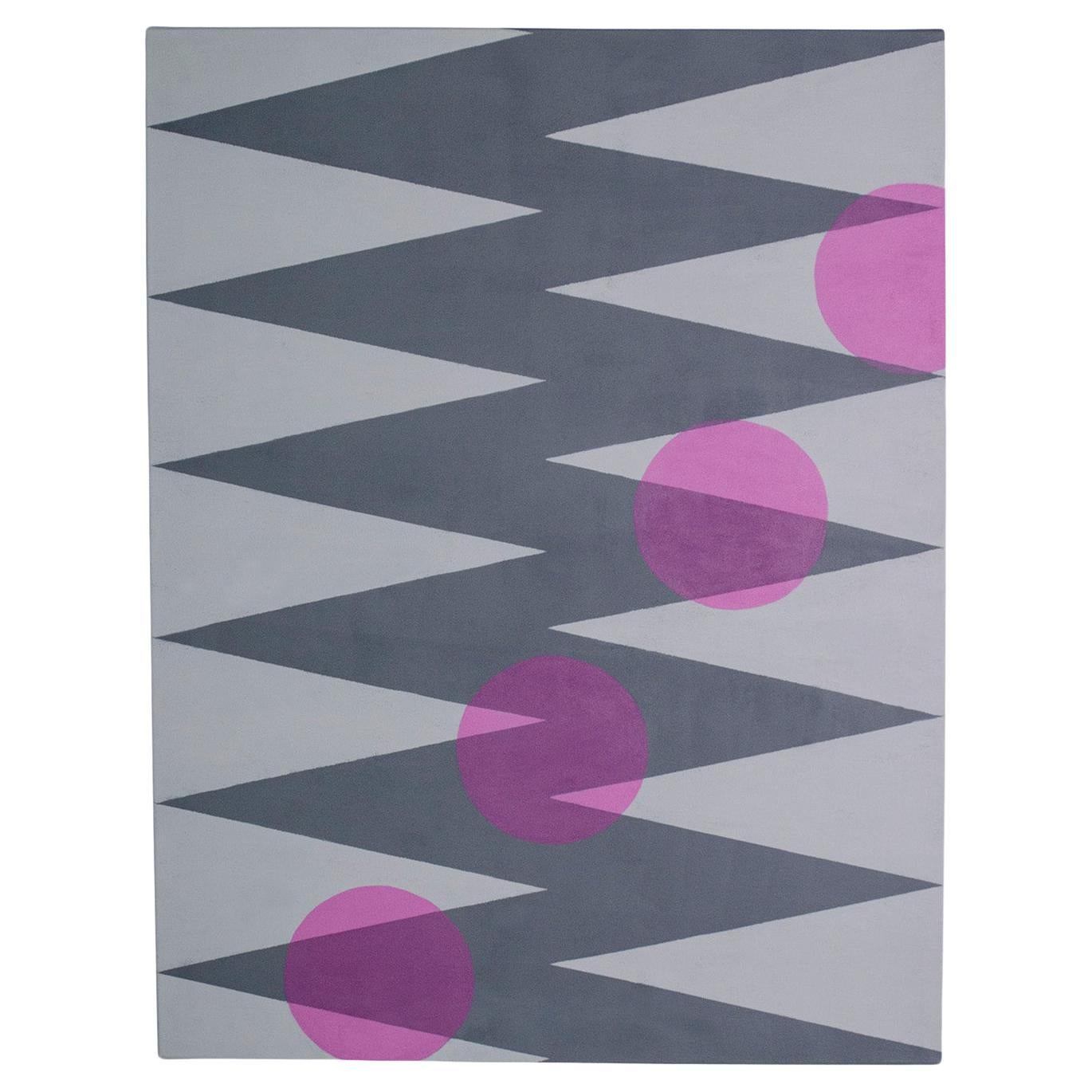 Painting "Itinerary"2014 Grey Pink Zigzag Geometric Canvas by Cecilia Setterdahl