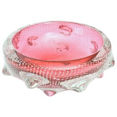 Itlalian Murano Archimede Seguso Mid-Century Modern Bullecante Glass Bowl