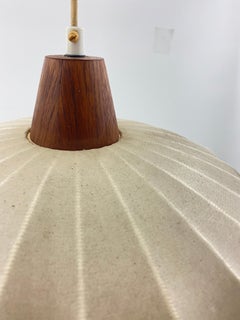 Itlian Cocoon Pendant Light, Resin Shade, circa 1960, White Color