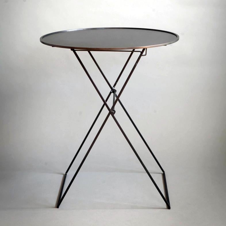 ITO Folding Black Bronze Metal Side Table by Soraya Osorio For Sale 1