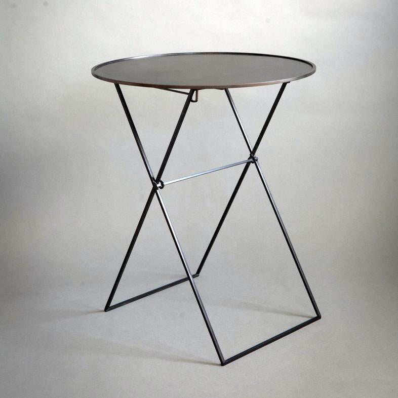 ITO Folding Black Bronze Metal Side Table by Soraya Osorio In New Condition For Sale In Vero Beach, FL