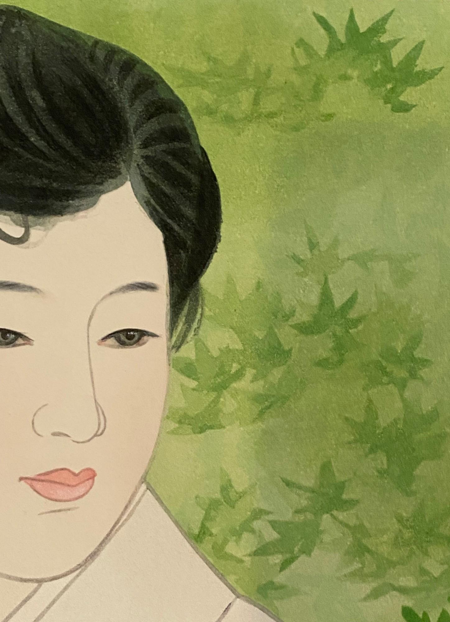 Ito Shinsui Japanischer Garten mit Holzschnitt-Druck in limitierter Auflage im frühen Sommer im Angebot 8