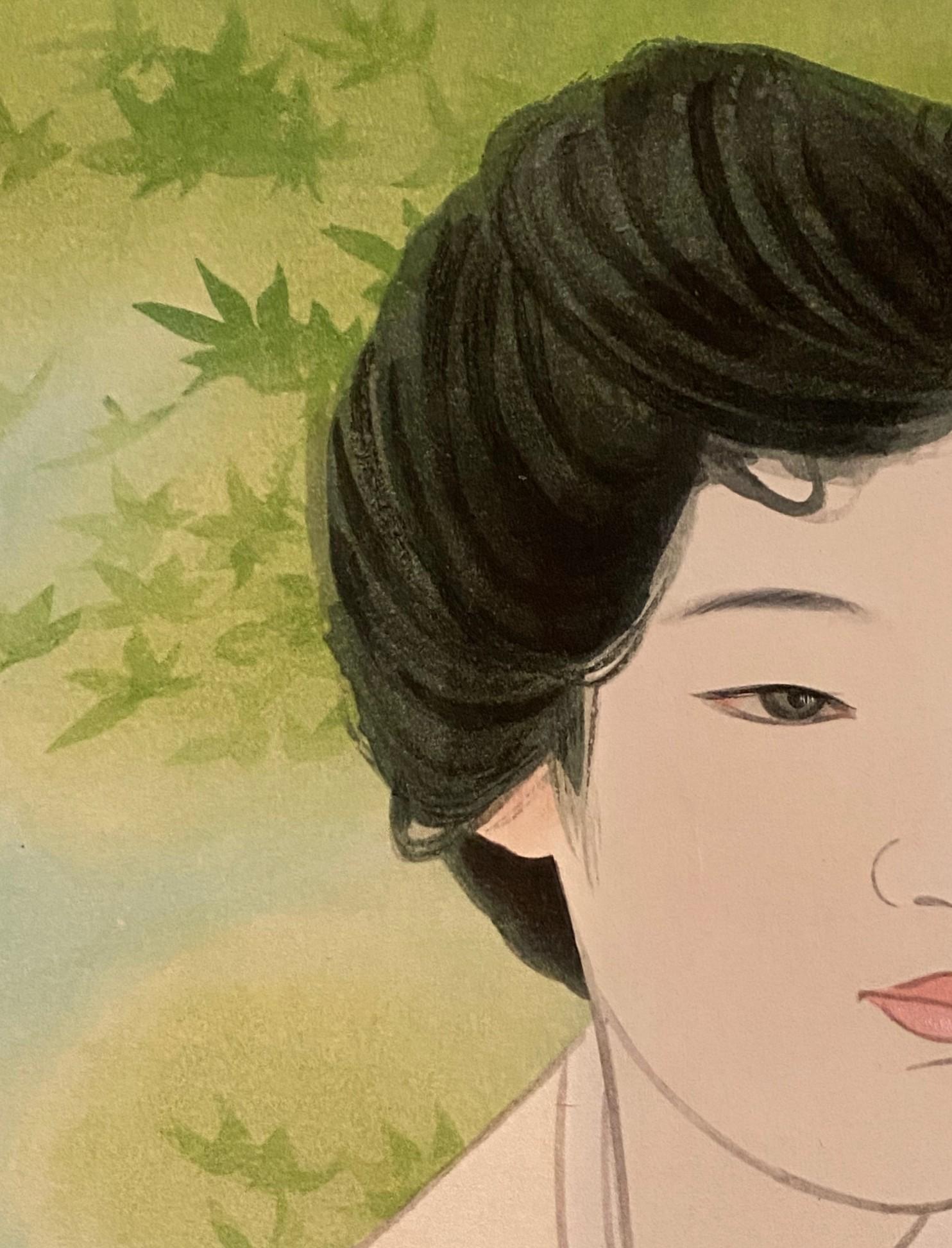 Ito Shinsui Japanischer Garten mit Holzschnitt-Druck in limitierter Auflage im frühen Sommer im Angebot 9
