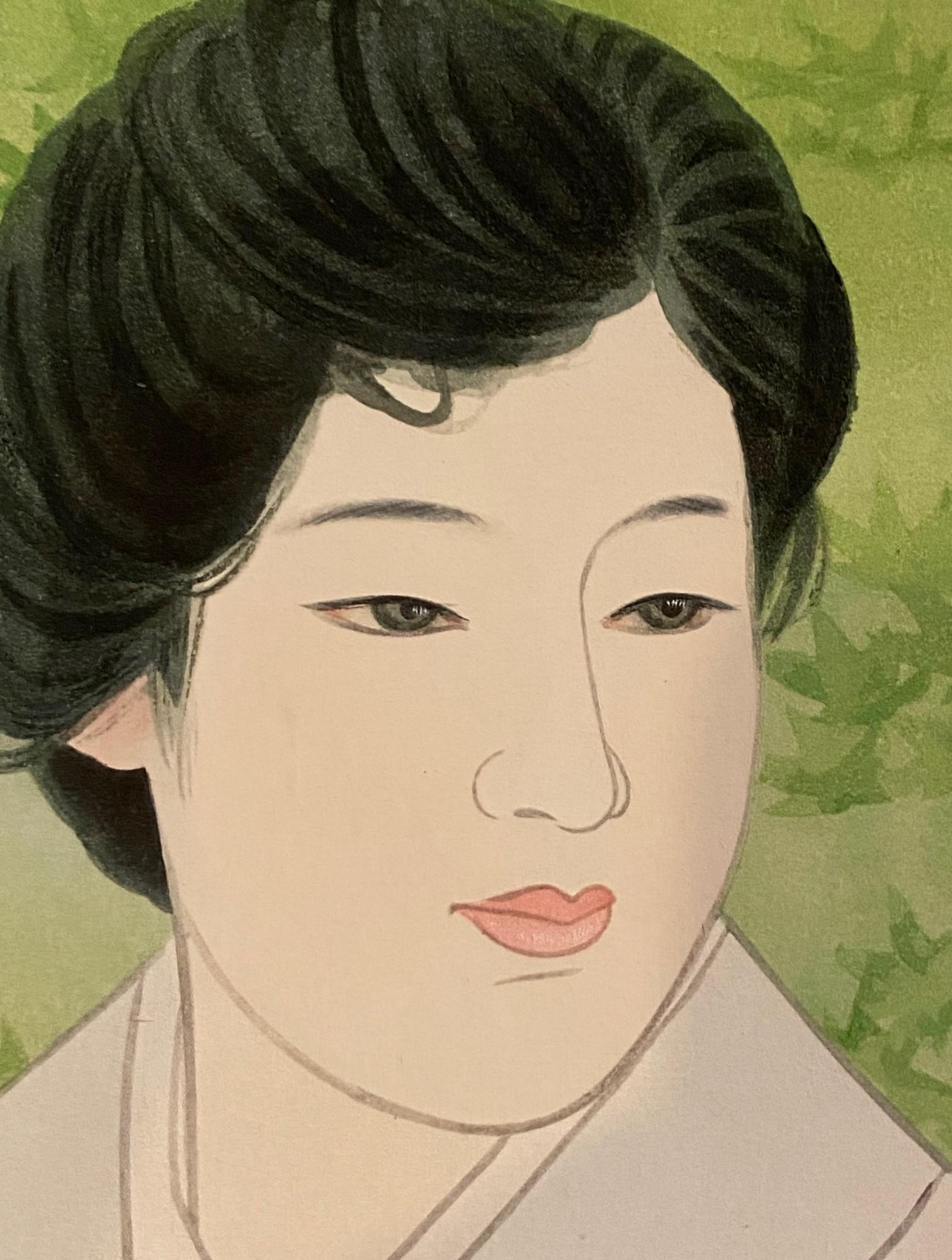 Ito Shinsui Japanischer Garten mit Holzschnitt-Druck in limitierter Auflage im frühen Sommer im Angebot 11