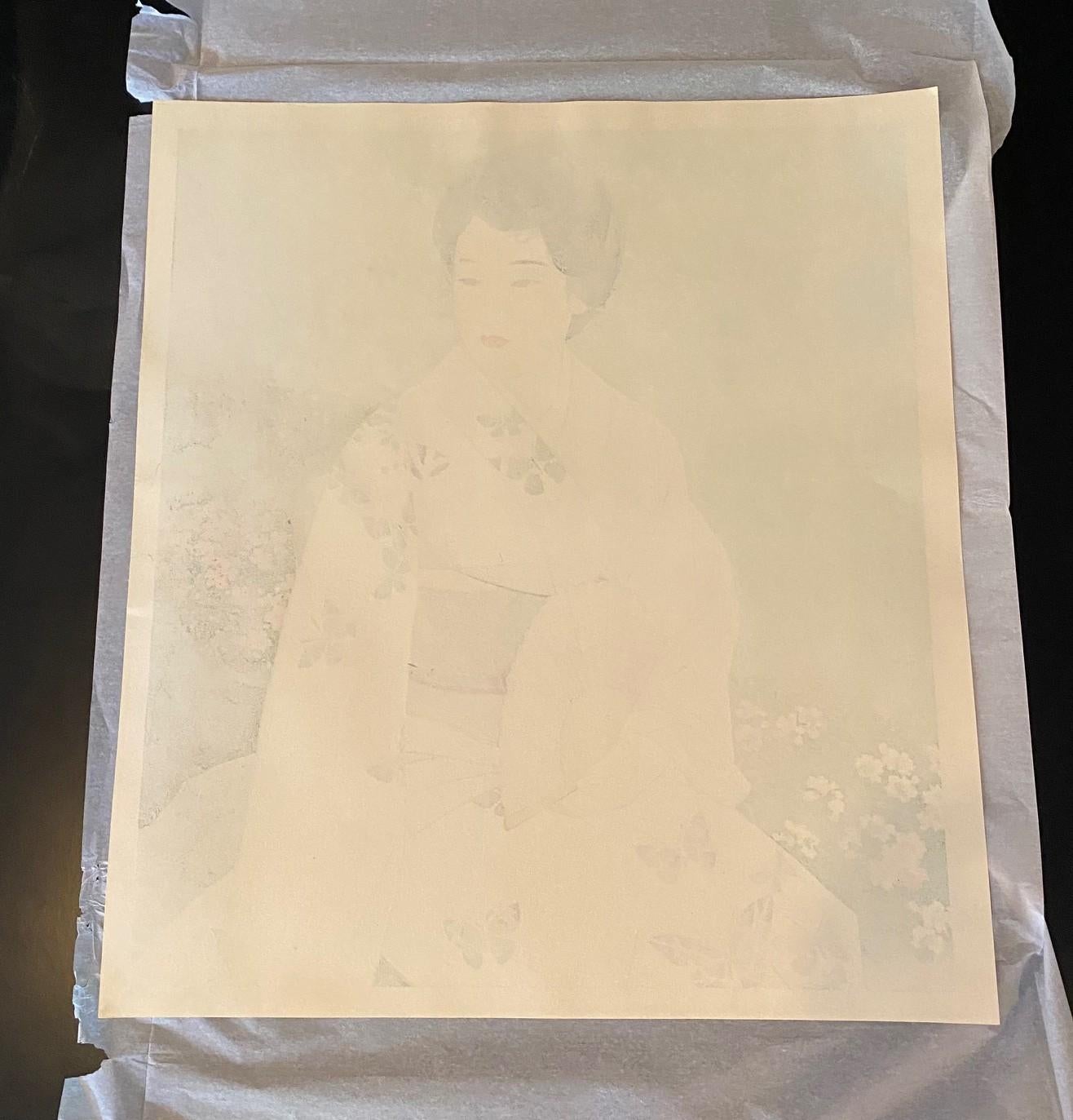 Ito Shinsui Japanischer Garten mit Holzschnitt-Druck in limitierter Auflage im frühen Sommer im Angebot 12