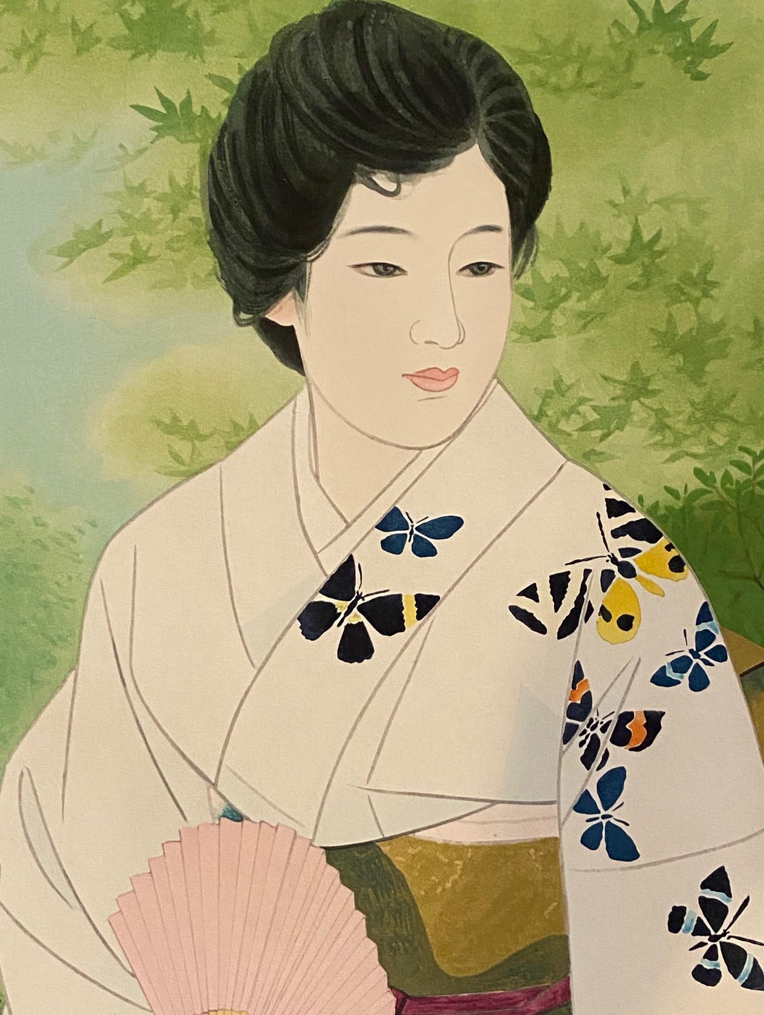 Ito Shinsui Japanischer Garten mit Holzschnitt-Druck in limitierter Auflage im frühen Sommer im Zustand „Gut“ im Angebot in Studio City, CA