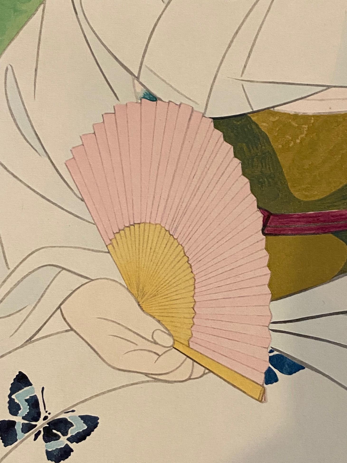 Ito Shinsui Japanischer Garten mit Holzschnitt-Druck in limitierter Auflage im frühen Sommer (20. Jahrhundert) im Angebot