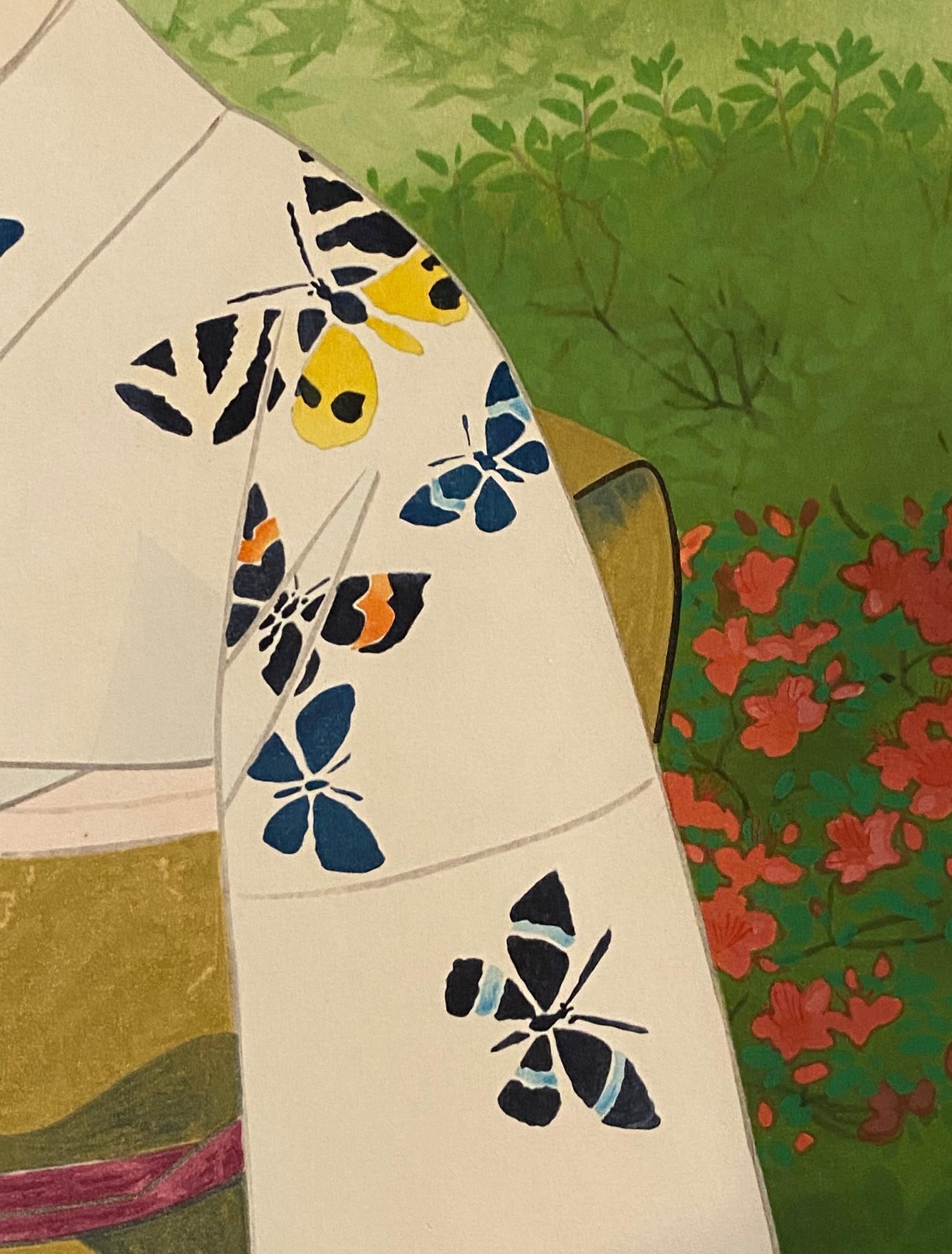 Ito Shinsui Japanischer Garten mit Holzschnitt-Druck in limitierter Auflage im frühen Sommer (Papier) im Angebot