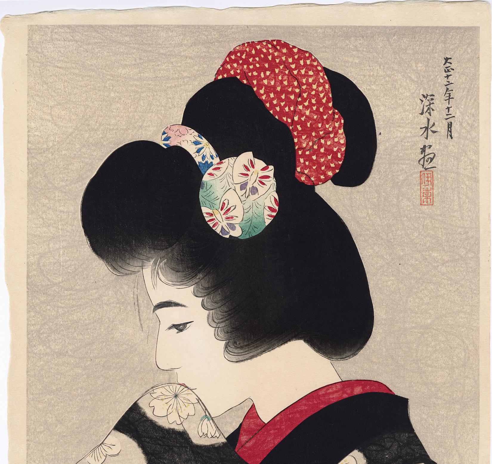 Contemplating the Coming Spring (Young Maiko, Apprentice Geisha) - Print by Ito Shinsui
