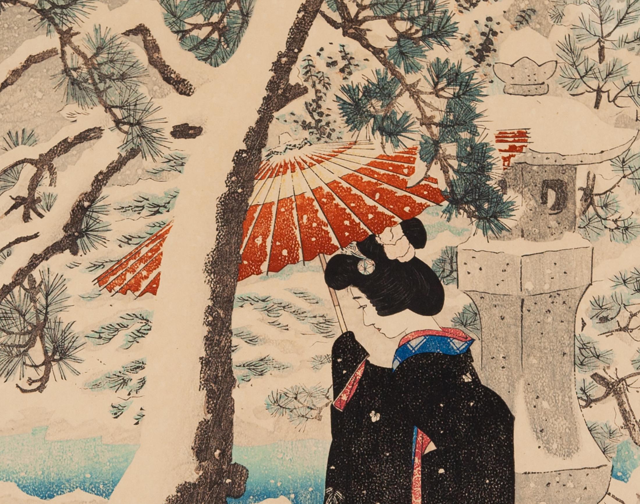 Ito Shinsui, Original Japanese Woodblock Print, Snow, Beauty, White, Shin Hanga 3
