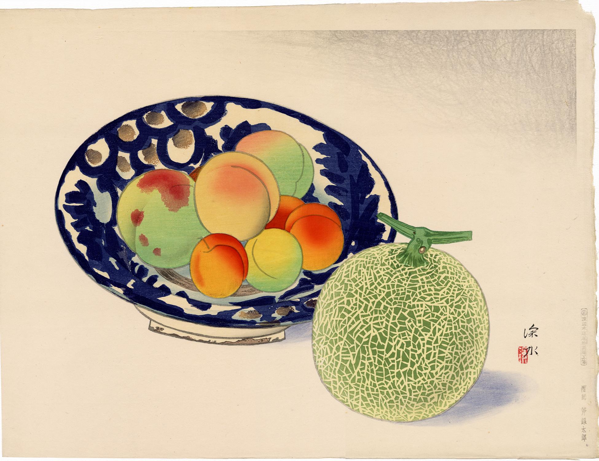 Ito Shinsui Still-Life Print - Peaches and Melon