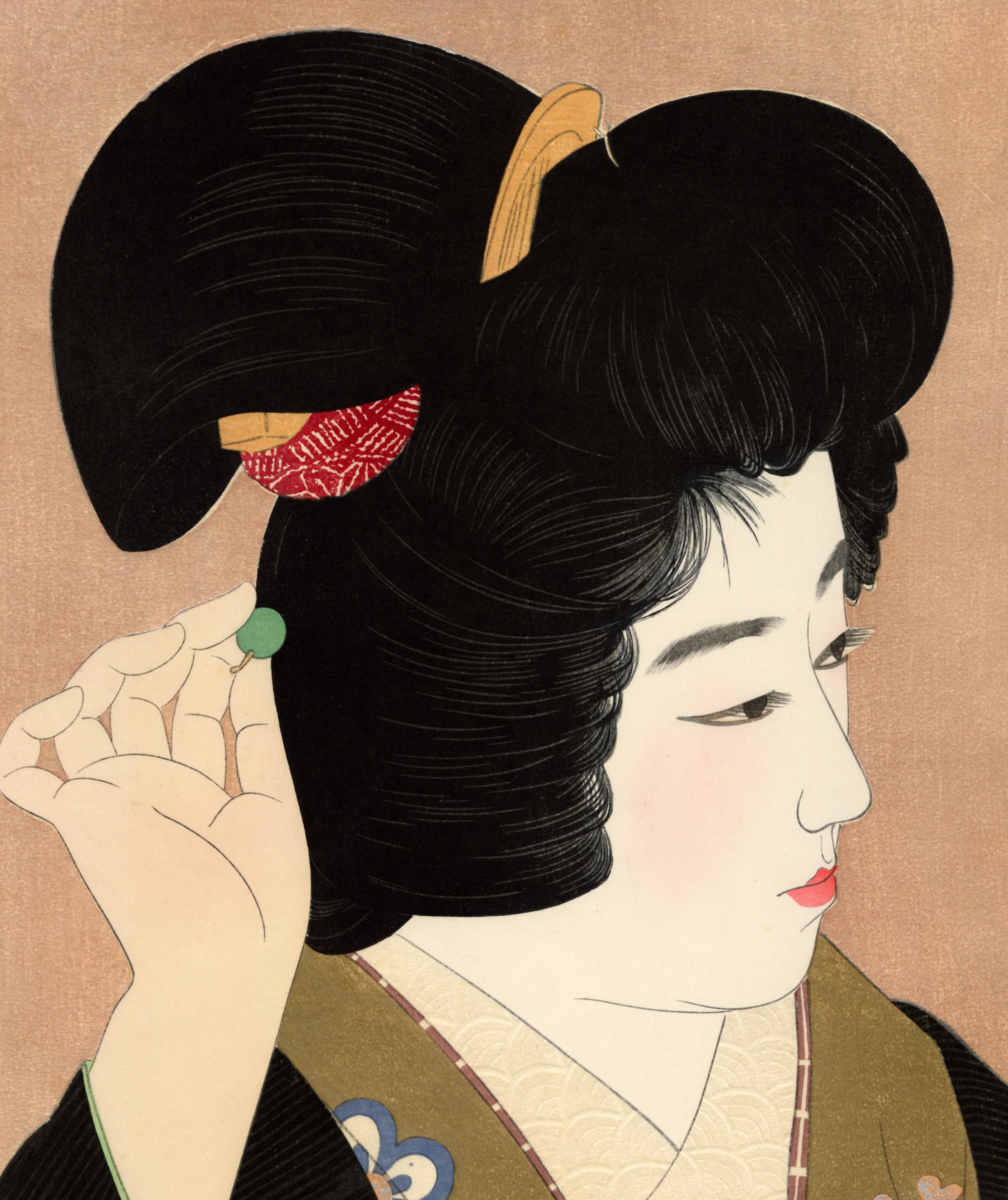 Pupil of the Eye; Japanese Beauty in Kimono – Print von Ito Shinsui