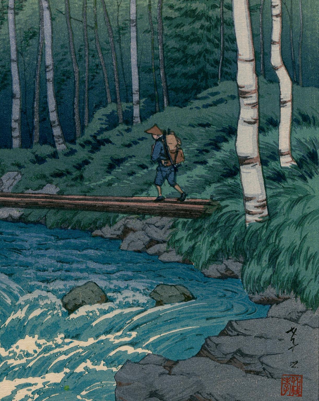 Akeyuku Takegawa (Takegawa River at Dawn) — Japanese woodblock print - Print by Ito Takashi