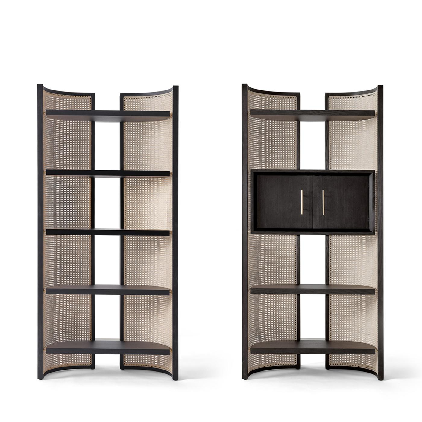 Itoku Vienna Straw & Moka-Finished Ash Bookcase by Black Tie #1 In New Condition For Sale In Milan, IT