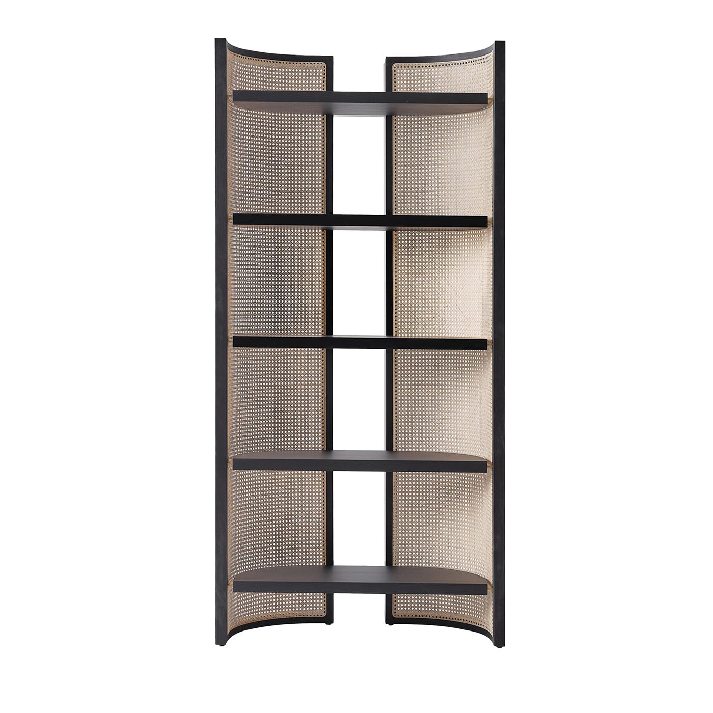 Contemporary Itoku Vienna Straw & Moka-Finished Ash Bookcase by Black Tie #1 For Sale