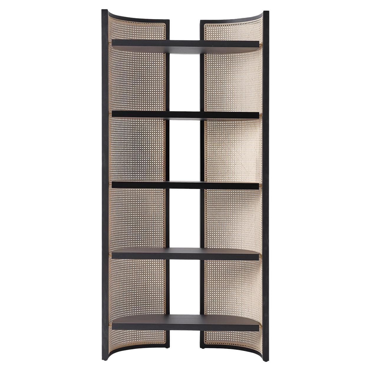 Itoku Vienna Straw & Moka-Finished Ash Bookcase by Black Tie #1 For Sale