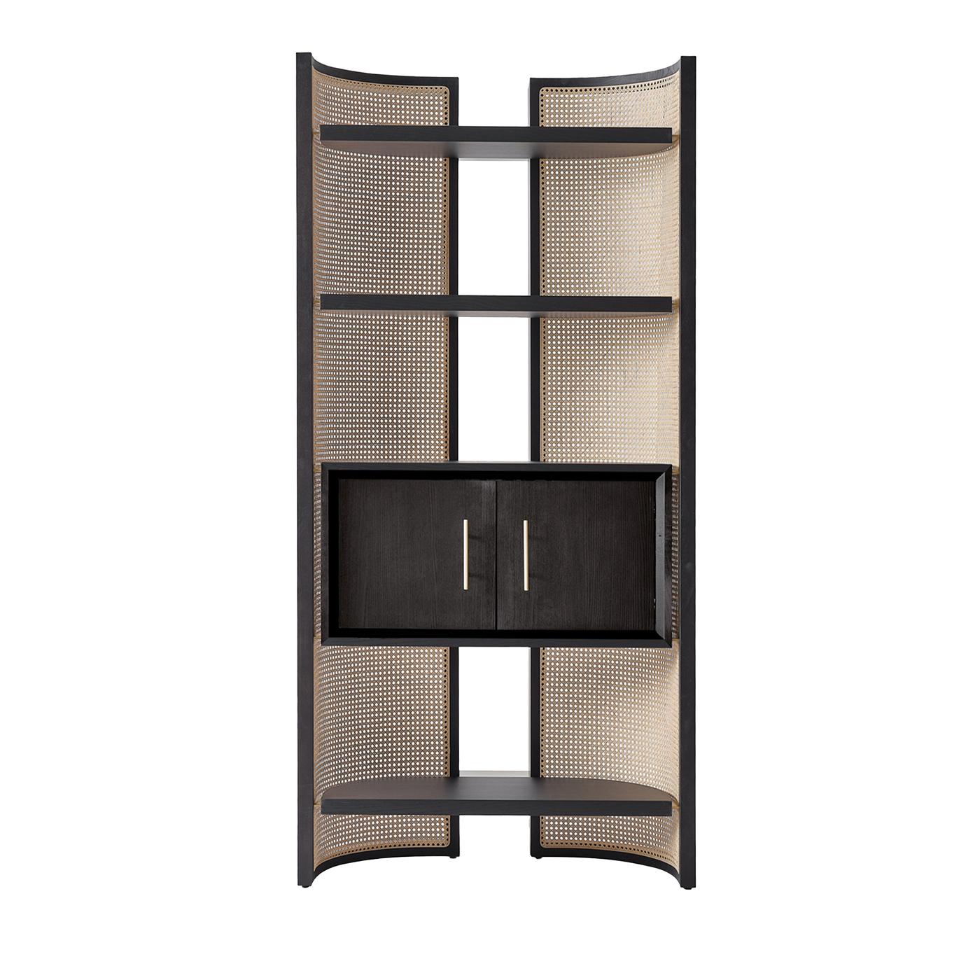 Contemporary Itoku Vienna Straw & Moka-Finished Ash Bookcase by Black Tie #2 For Sale