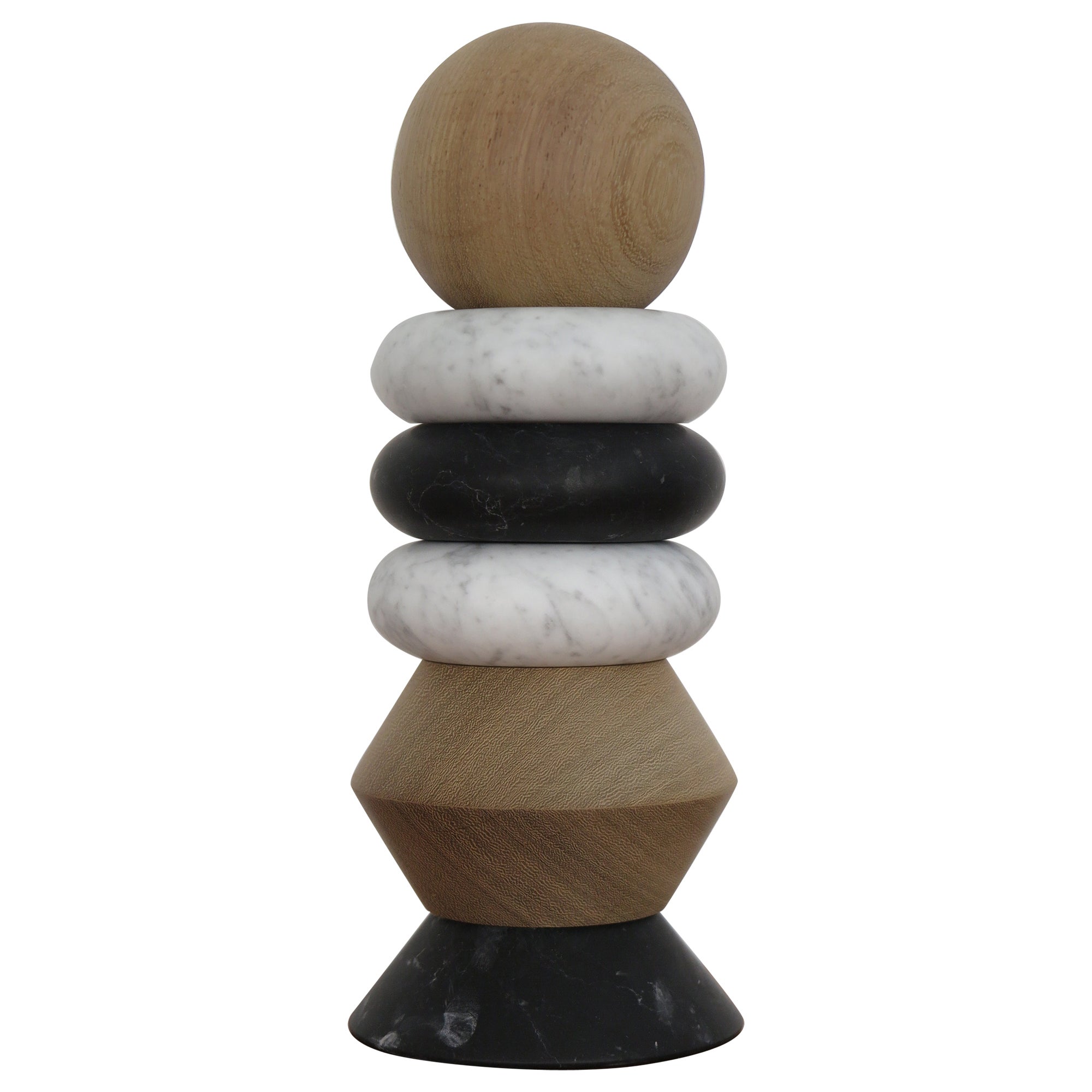 iTotem Capperidicasa Vaso di Fiori Scultura Italiana in Marmo e Legno Contemporaneo