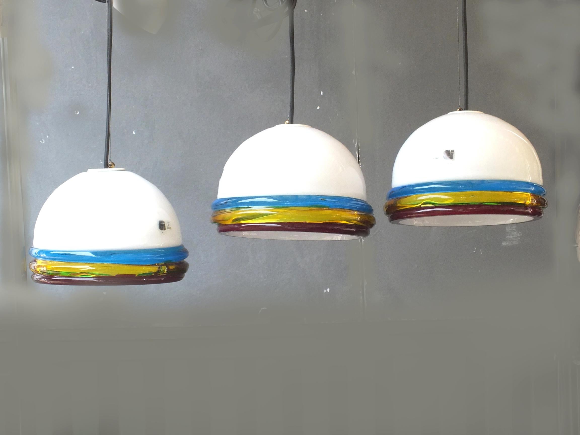 Postmoderno Lampada da soffitto ITRE Murano Italia in vetro cordonato fatto a mano design anni '70 in vendita