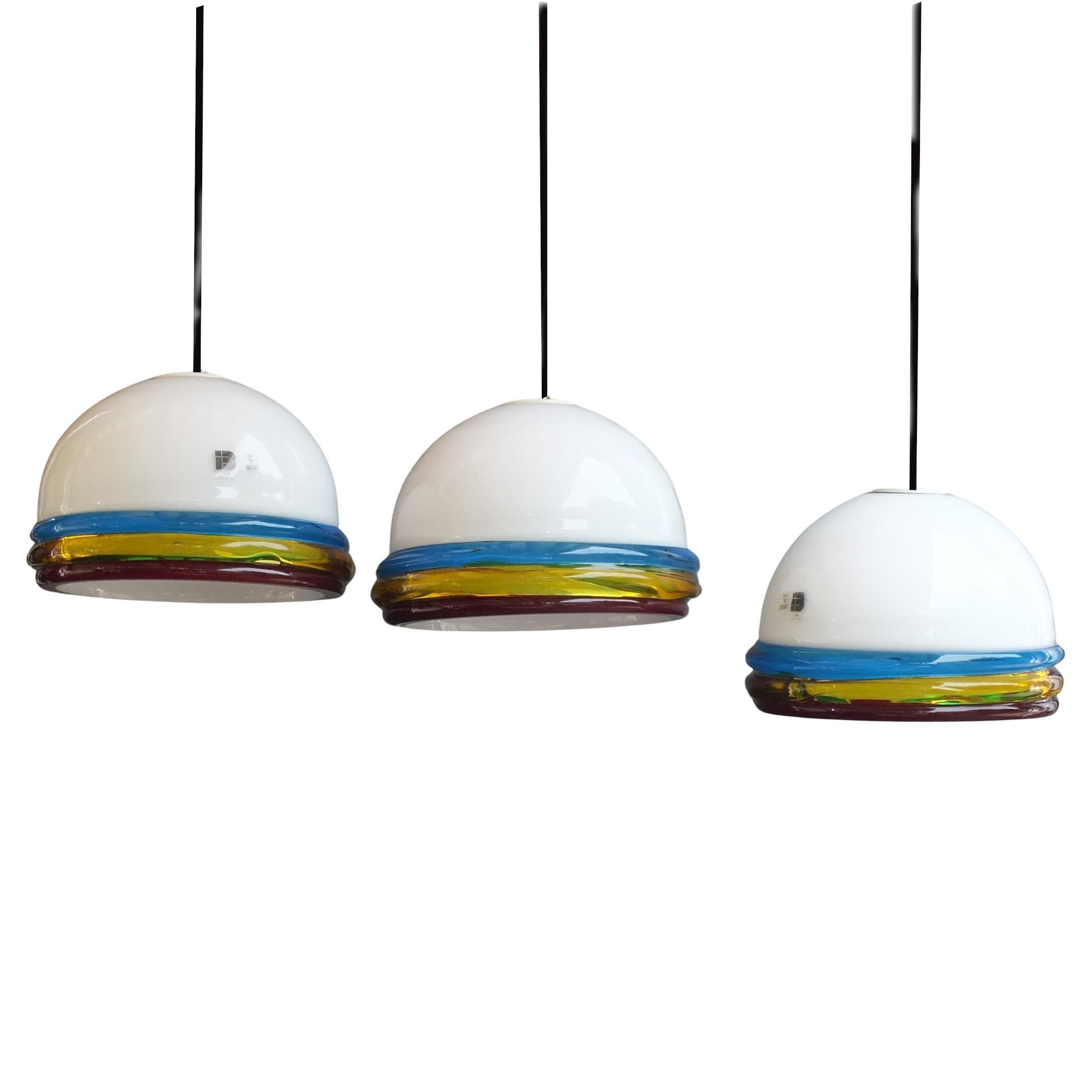 Italiano Lampada da soffitto ITRE Murano Italia in vetro cordonato fatto a mano design anni '70 in vendita