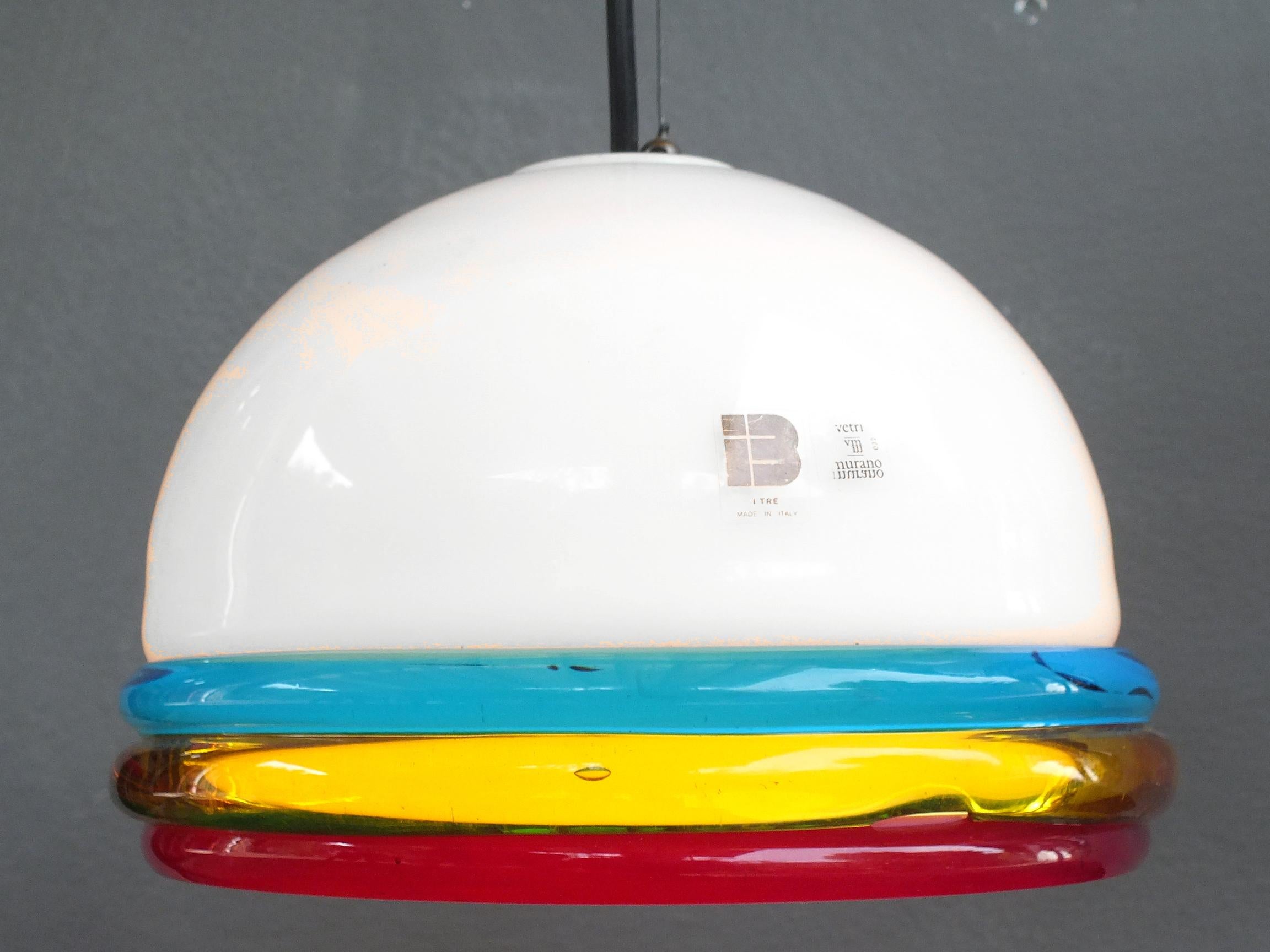 Fine XX secolo Lampada da soffitto ITRE Murano Italia in vetro cordonato fatto a mano design anni '70 in vendita