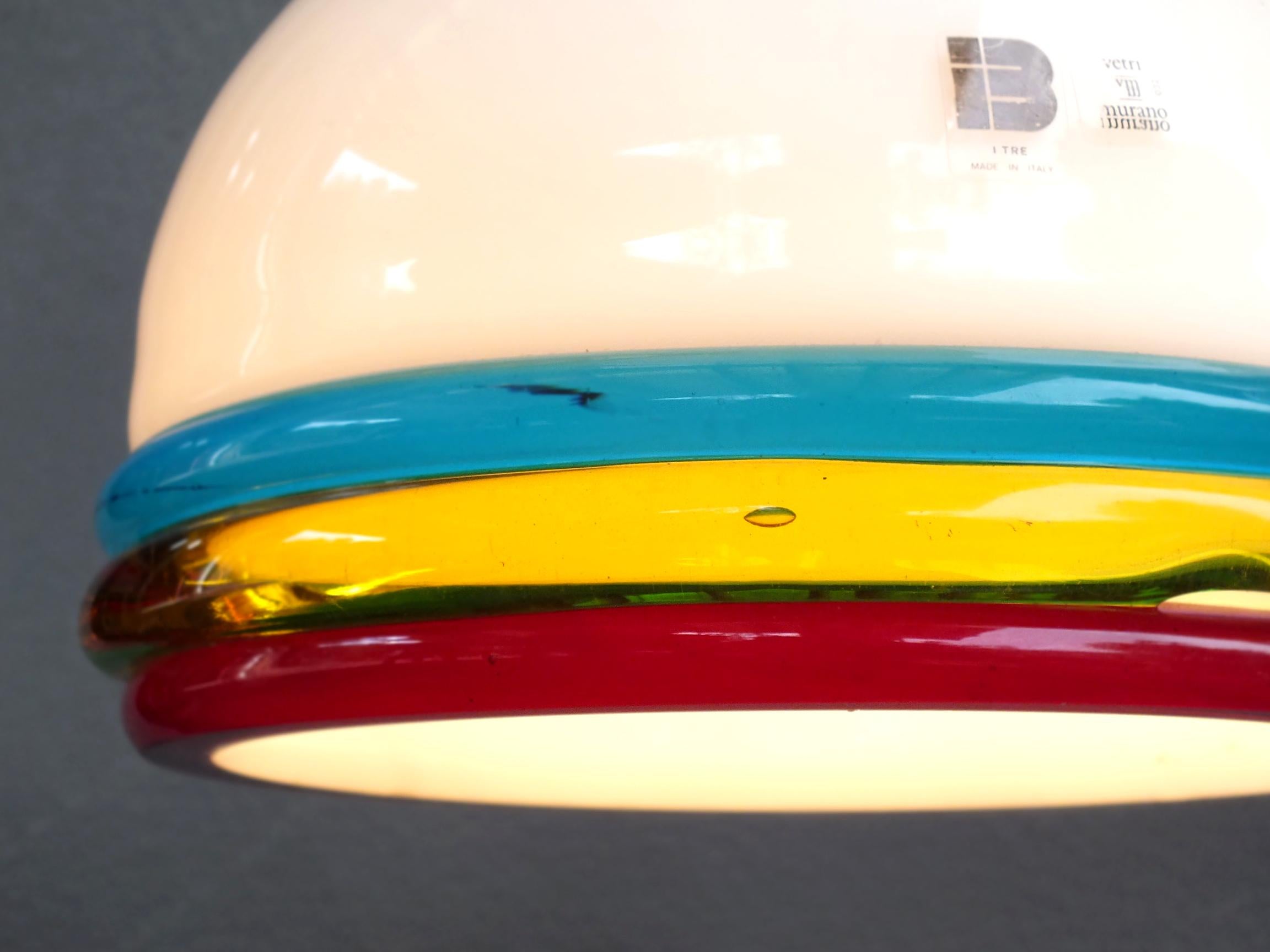 Vetro artistico Lampada da soffitto ITRE Murano Italia in vetro cordonato fatto a mano design anni '70 in vendita