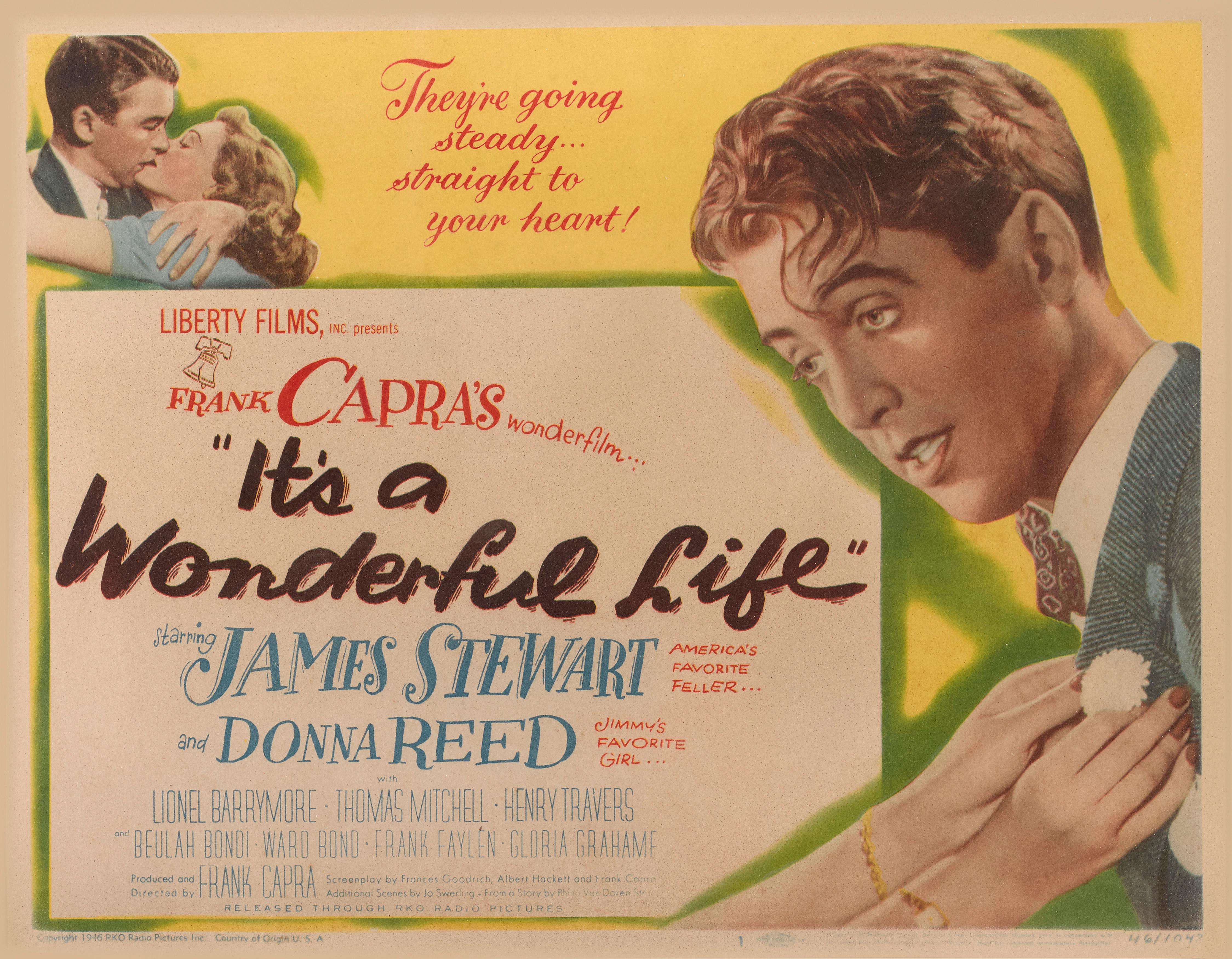 Original 1962 US Title card for Frank Capra's Christmas masterpiece. 
Frank Capra's classic Christmas fantasy film, starring James Stewart and Donna Reed, is one of the most loved films of the 20th century.

This piece would be shipped boxed and