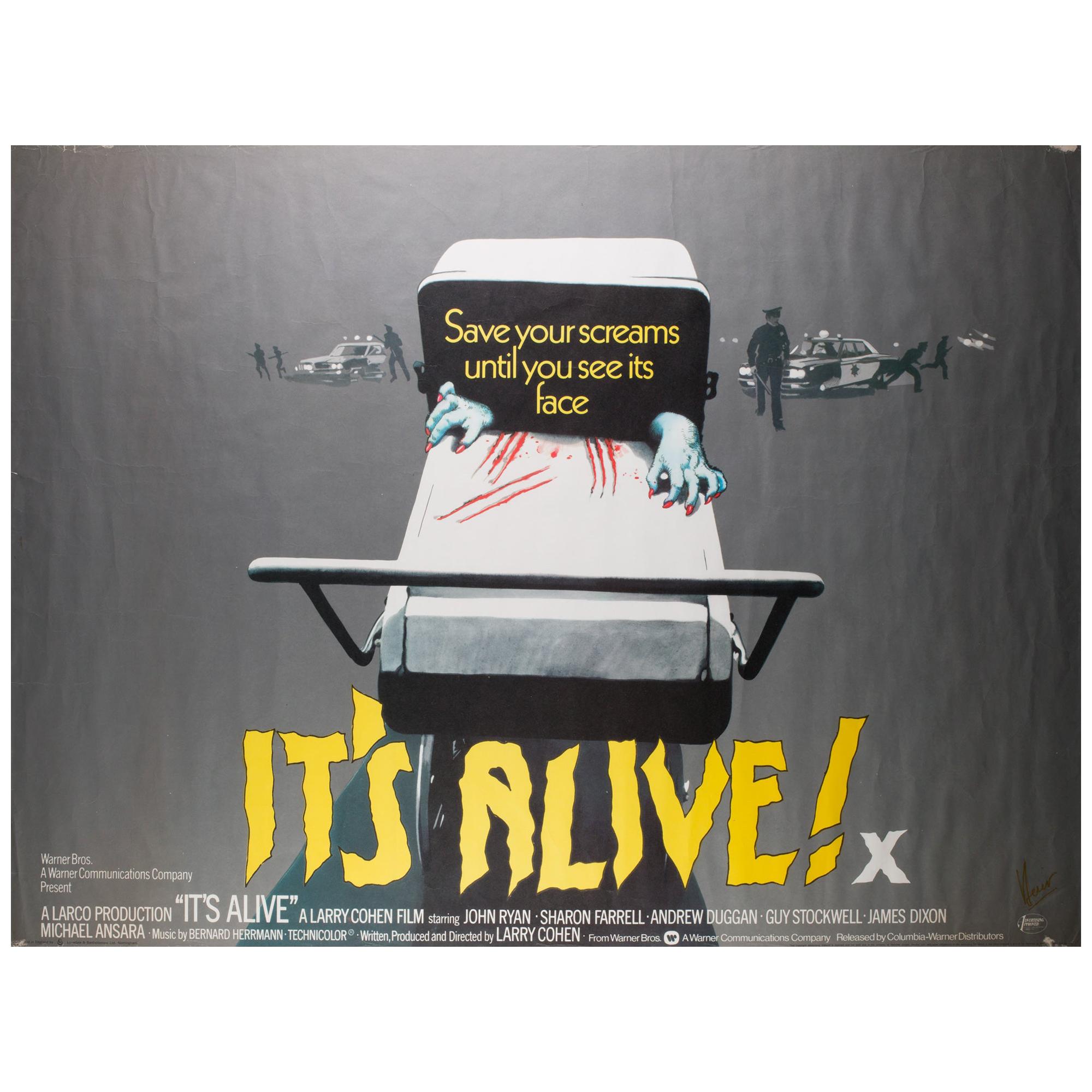 It's Alive 1973 UK Quad Film Poster Signed by Vic Fair