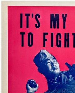 ITS MY RIGHT TO FIGHT FOR AMERICA Original Vintage WWII War Propaganda Poster