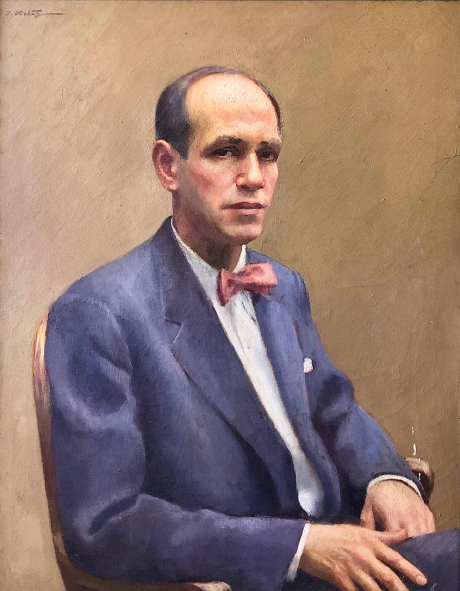 Oil Painting Portrait of Ashcan Artist John Sloan. Signed I. Holtz.
The youngest of four children, Holtz was born and spent his early childhood in Skierniewice, Poland, a small town near Warsaw. His father was a hat maker and a furrier. In 1935,