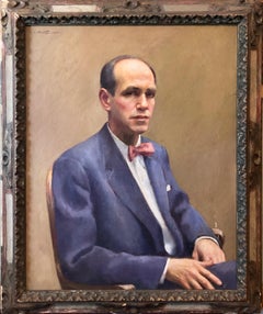 Peinture à l'huile du portrait de l'artiste John Sloan Ashcan, WPA