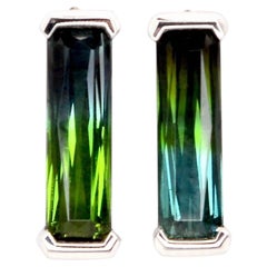 ITSIT 2.34ct Rare Blue Green Bi Colour Tourmaline 18k White Gold Earring Studs