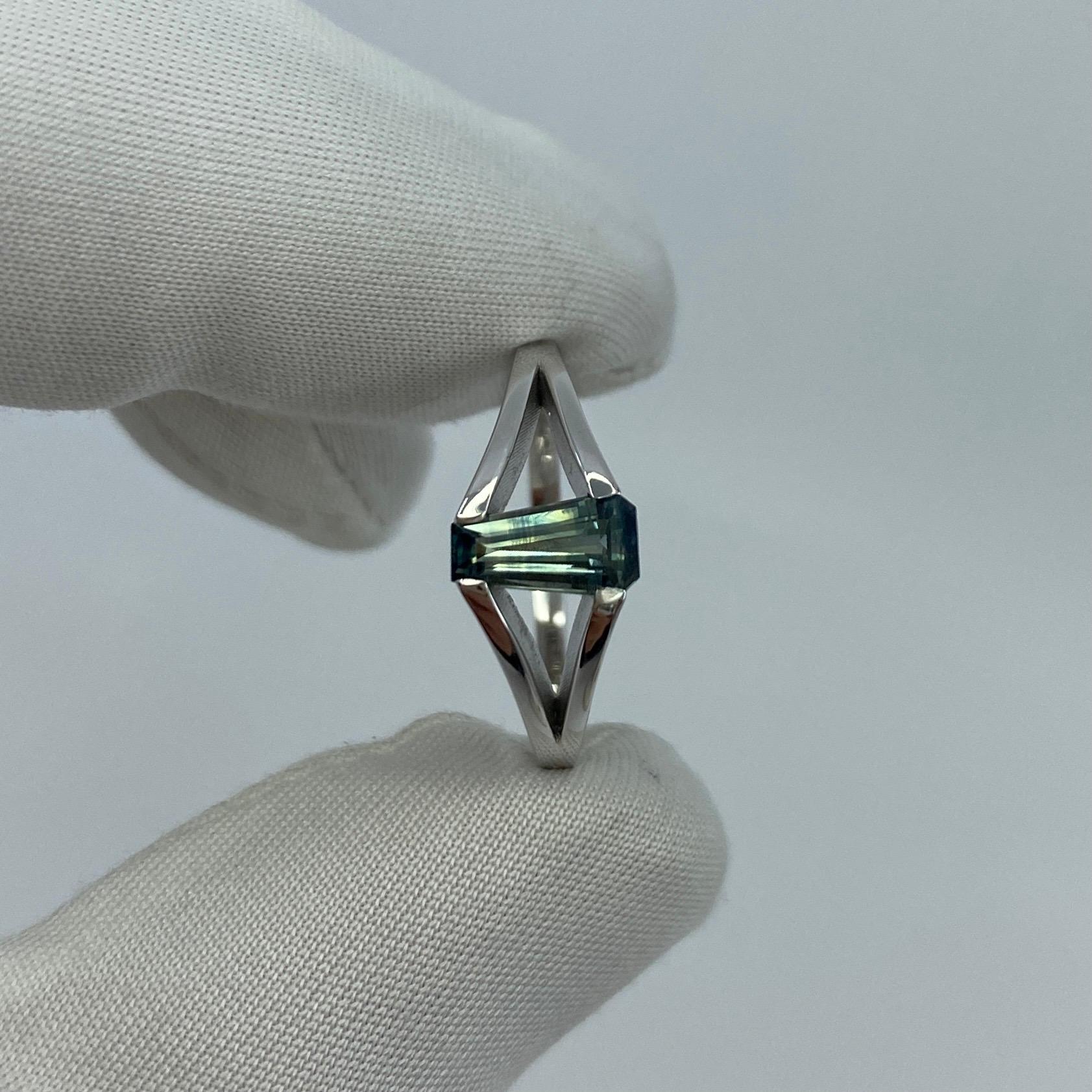 ITSIT Bi Colour Green Blue Australian Sapphire Fancy Cut 18k White Gold Ring For Sale 9