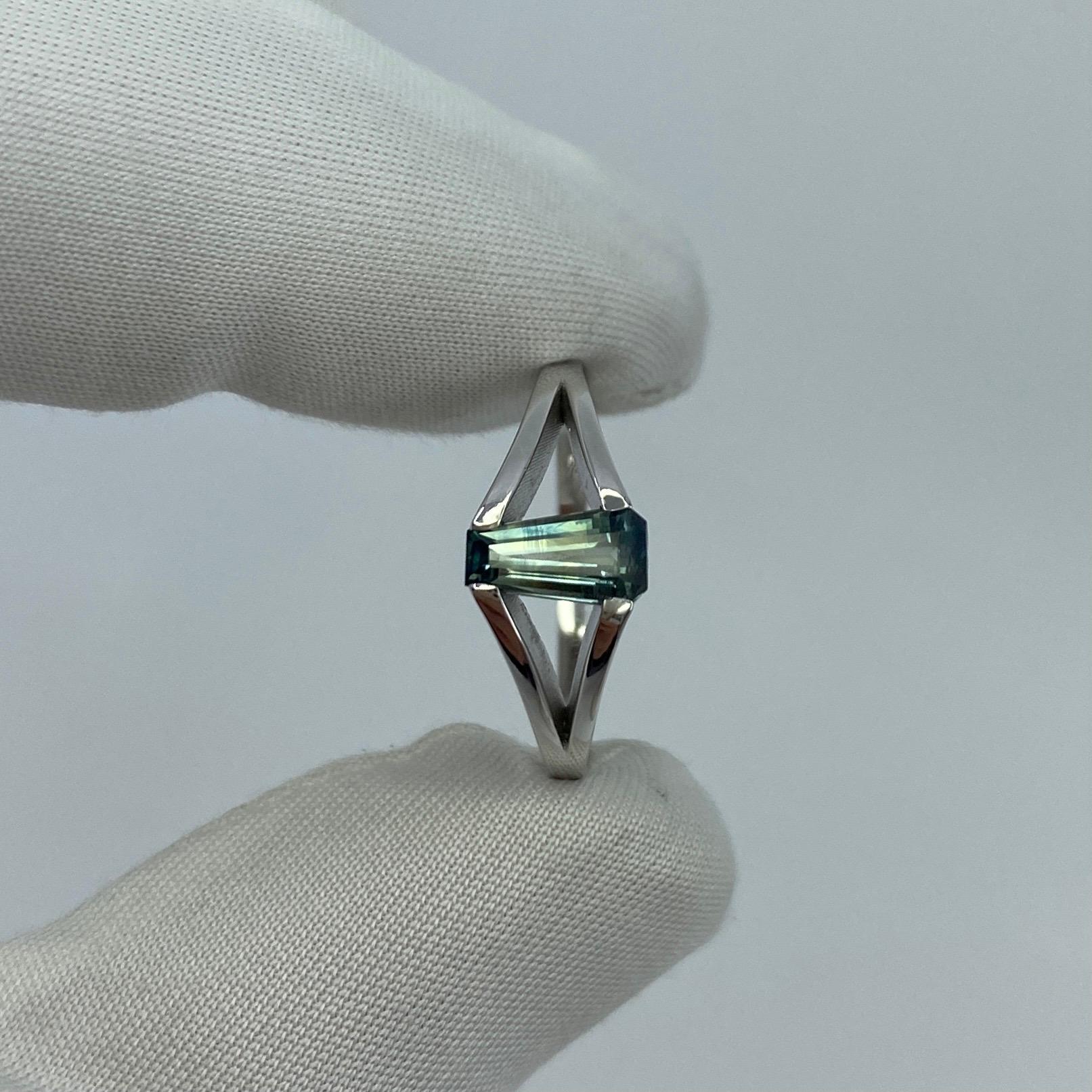 ITSIT Bi Colour Green Blue Australian Sapphire Fancy Cut 18k White Gold Ring 10