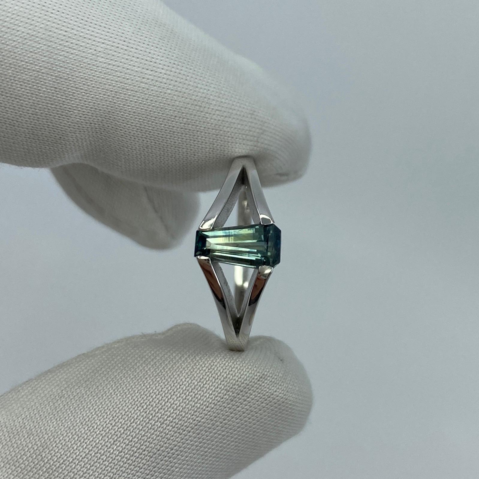 ITSIT Bi Colour Green Blue Australian Sapphire Fancy Cut 18k White Gold Ring For Sale 1