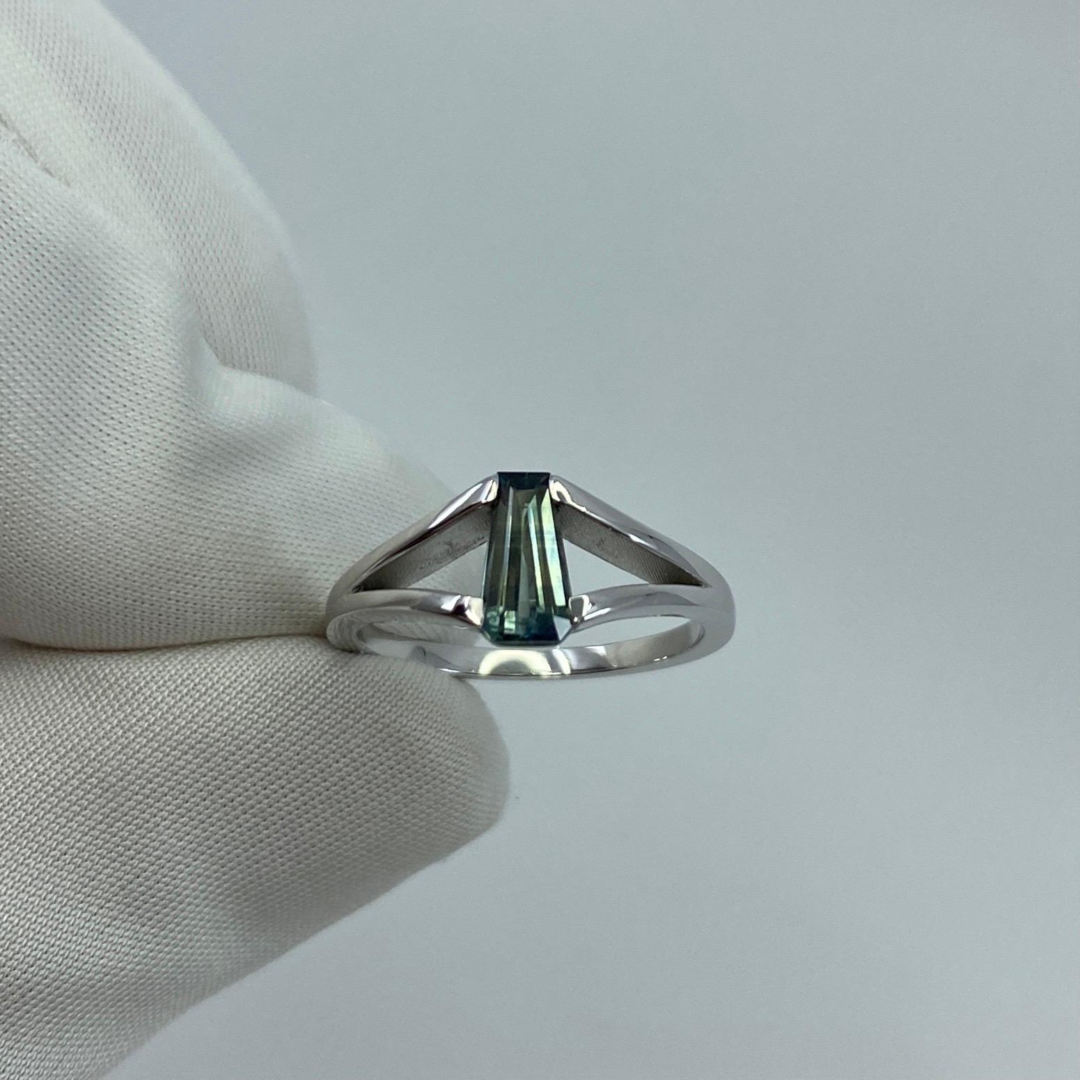 ITSIT Bi Colour Green Blue Australian Sapphire Fancy Cut 18k White Gold Ring 2