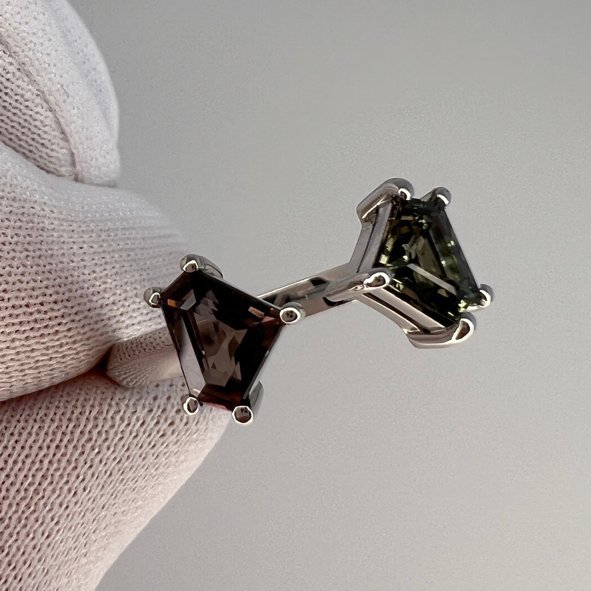 ITSIT Unique Fancy Color Change Sapphire Pentagon Cut 18k White Gold Open Ring For Sale 2