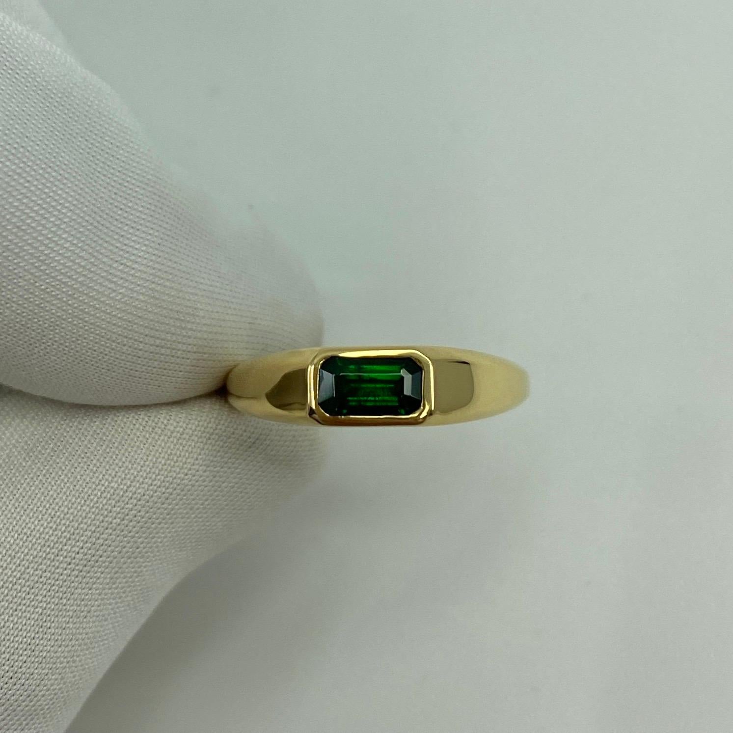 ITSIT Vivid Green Tsavorite Garnet 0.75 Carat Emerald Cut 18k Yellow Gold Ring For Sale 6