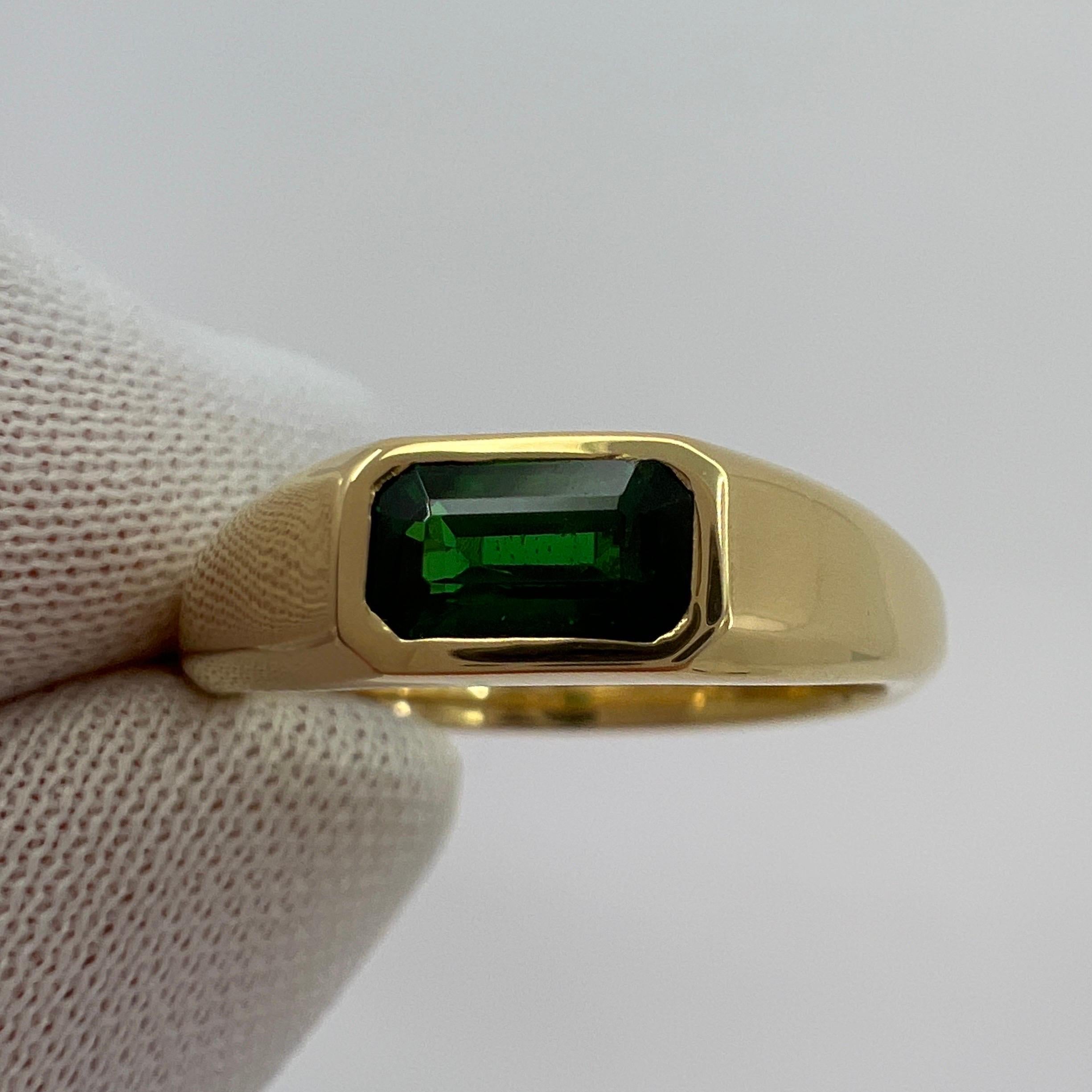 ITSIT Vivid Green Tsavorite Garnet 0.75 Carat Emerald Cut 18k Yellow Gold Ring For Sale 5