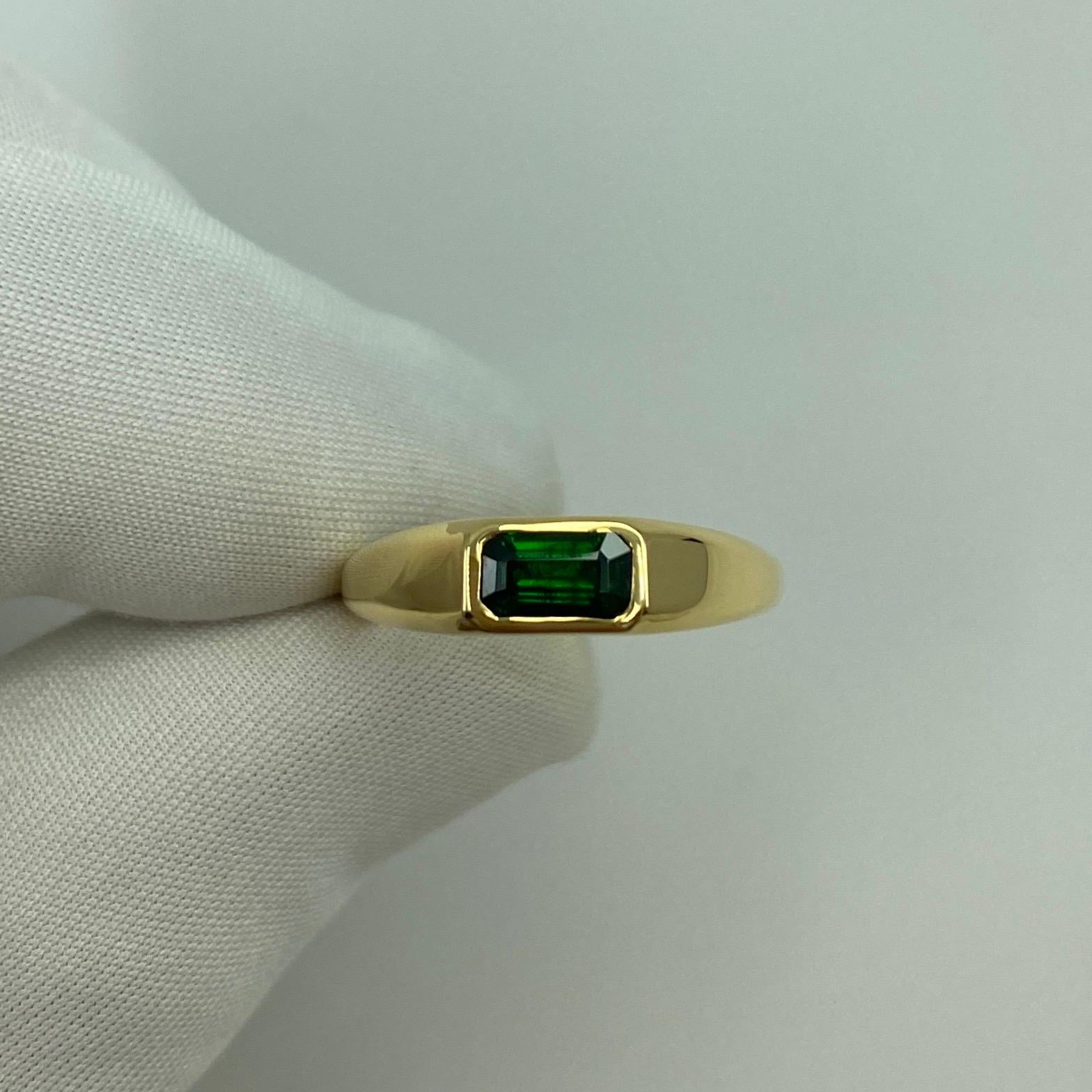 ITSIT Vivid Green Tsavorite Garnet 0.75 Carat Emerald Cut 18k Yellow Gold Ring For Sale 8