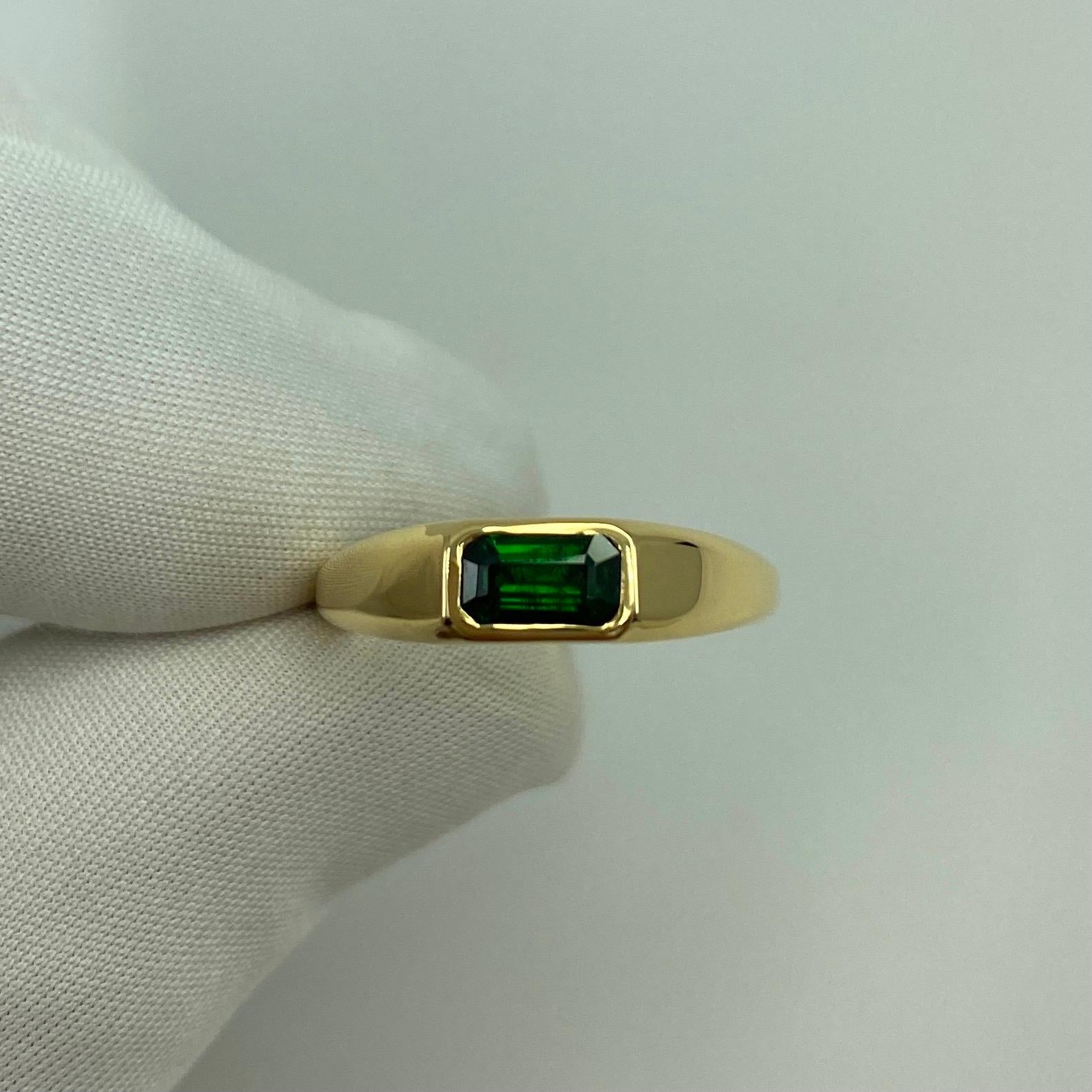 ITSIT Vivid Green Tsavorite Garnet 0.75 Carat Emerald Cut 18k Yellow Gold Ring For Sale 1