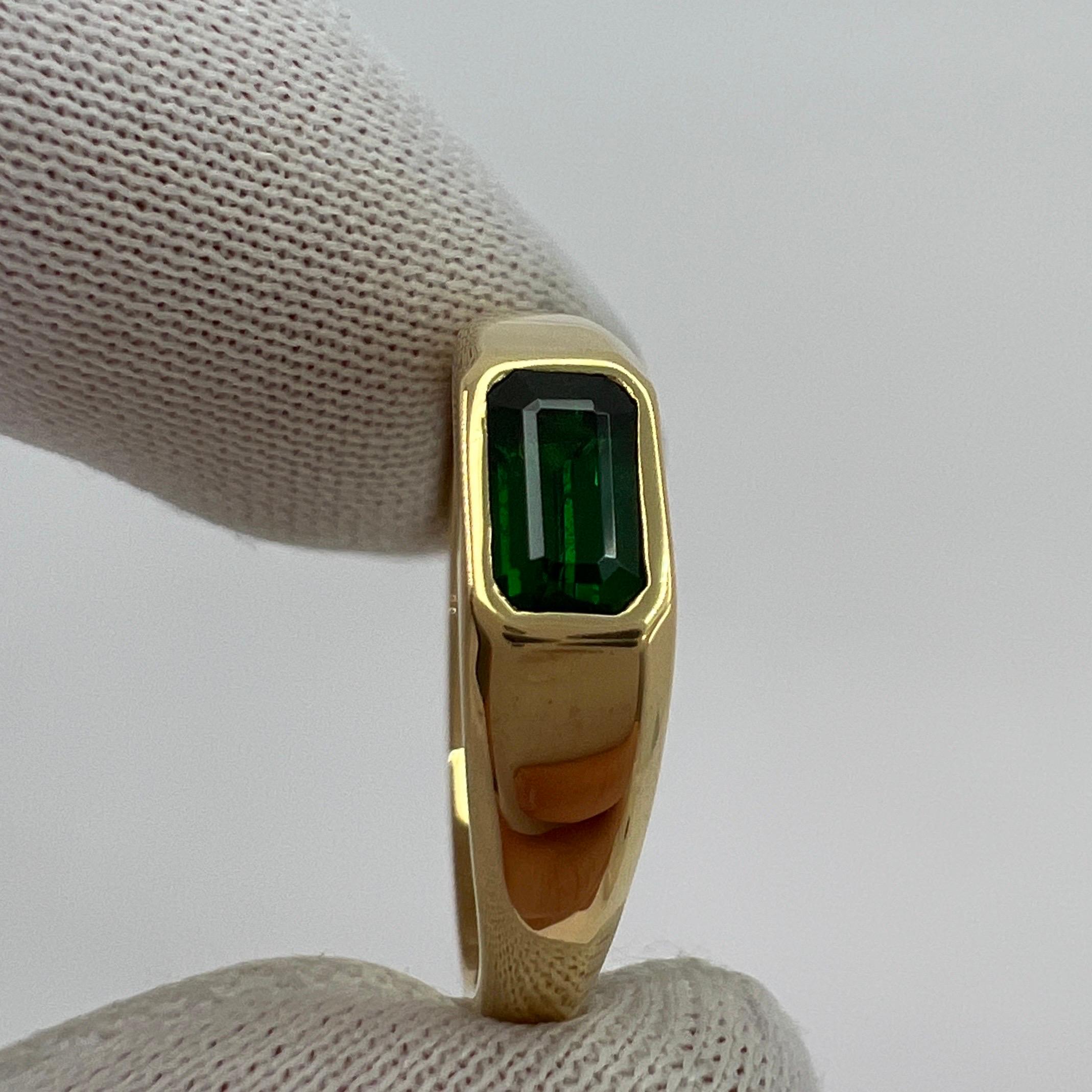 ITSIT Vivid Green Tsavorite Garnet 0.75 Carat Emerald Cut 18k Yellow Gold Ring For Sale 1