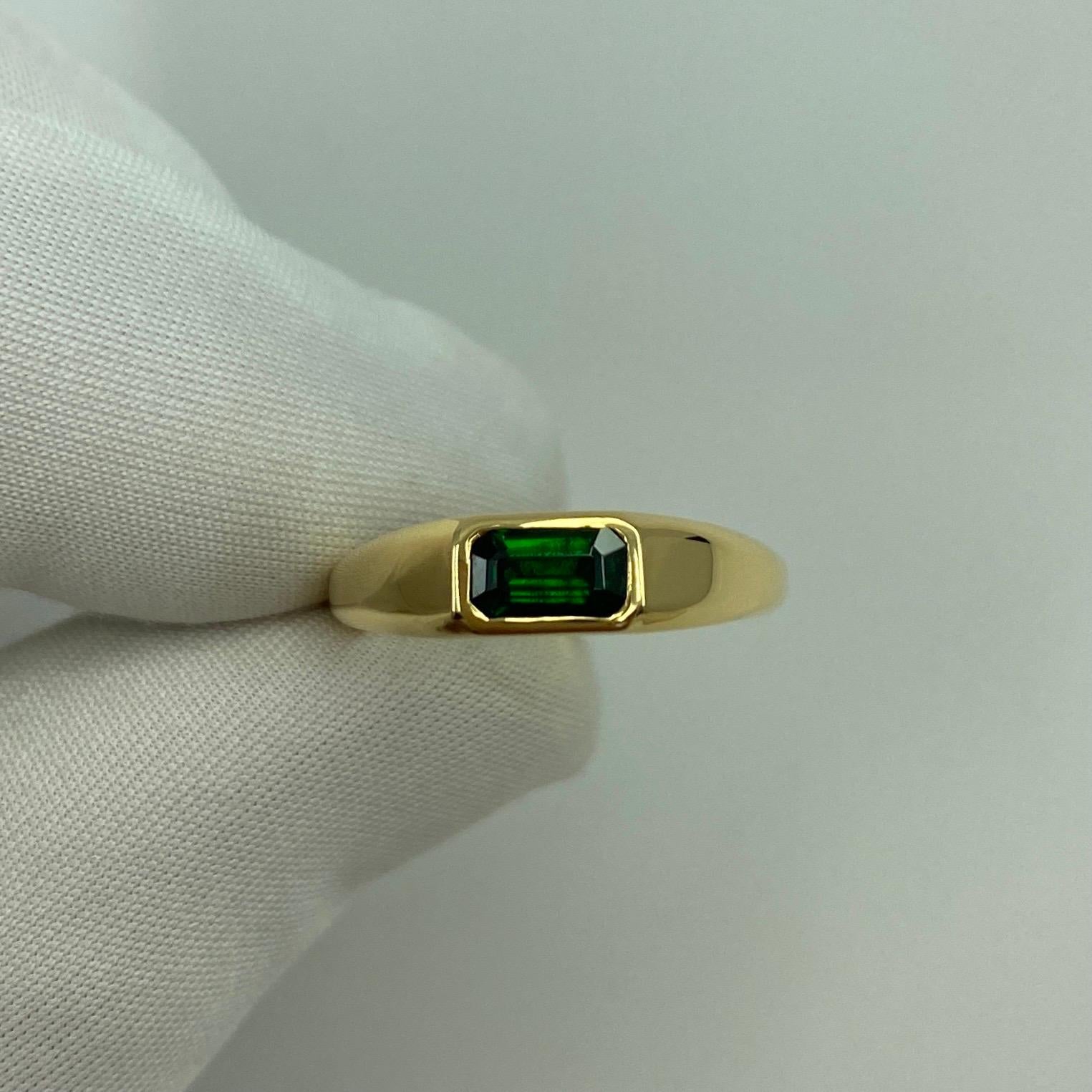 ITSIT Vivid Green Tsavorite Garnet 0.75 Carat Emerald Cut 18k Yellow Gold Ring For Sale 5