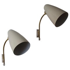 Itsu, Adjustable Wall Lights, Brass, Lacquered metal, Finland, 1950s