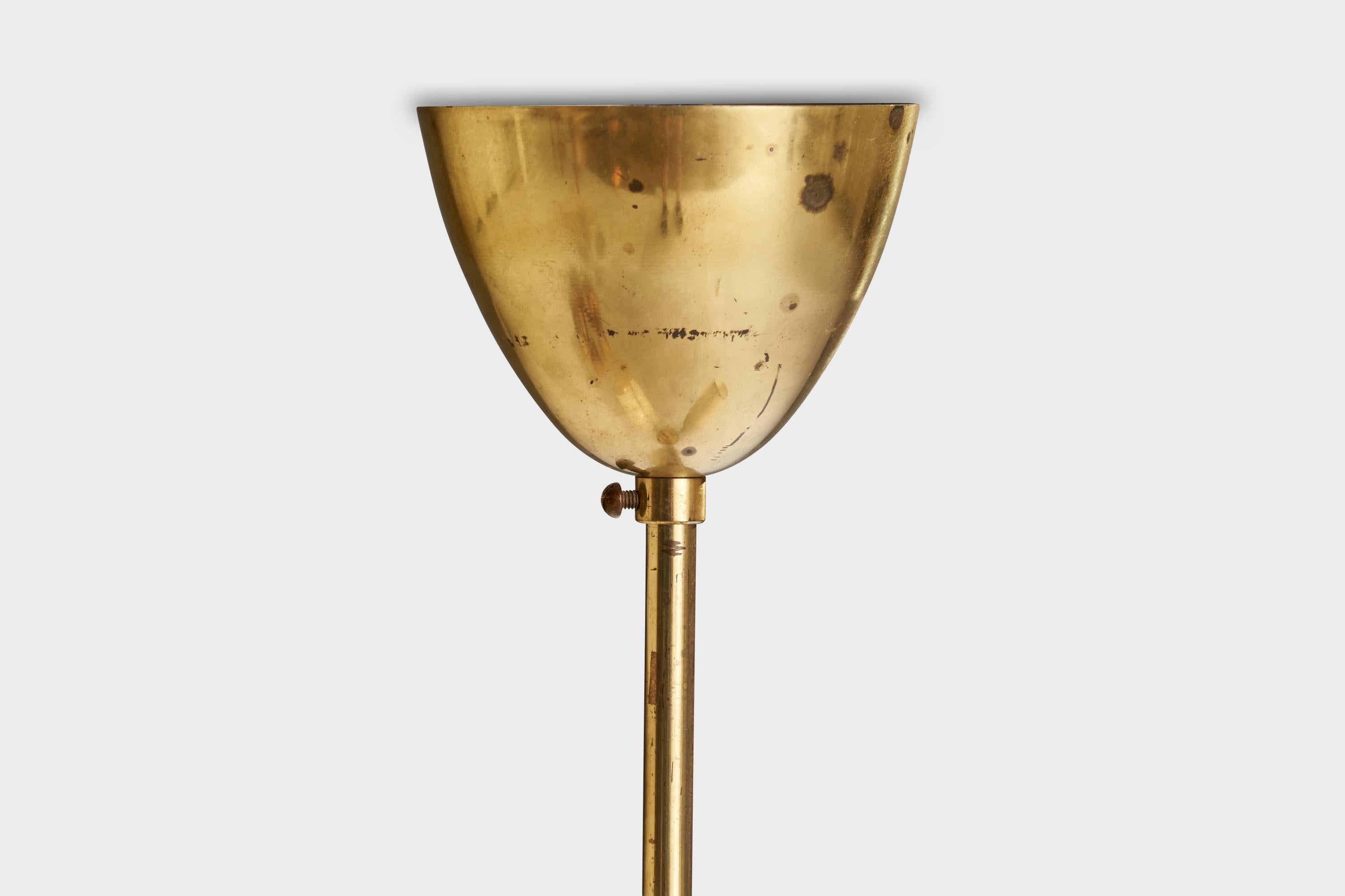 ITSU, Chandelier, Brass, Glass, Finland, 1940s For Sale 4